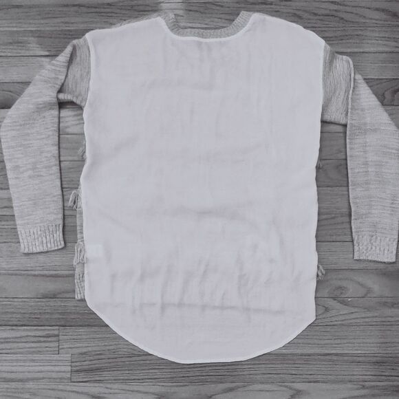 Anthropologie fringe mixed materials sweater XS - Picture 3 of 9